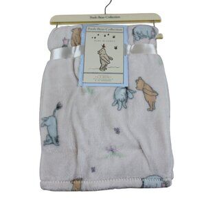 Winnie the Pooh Bear Collection Baby Blanket Eeyore Piglet Cream Tan Fleece NWT